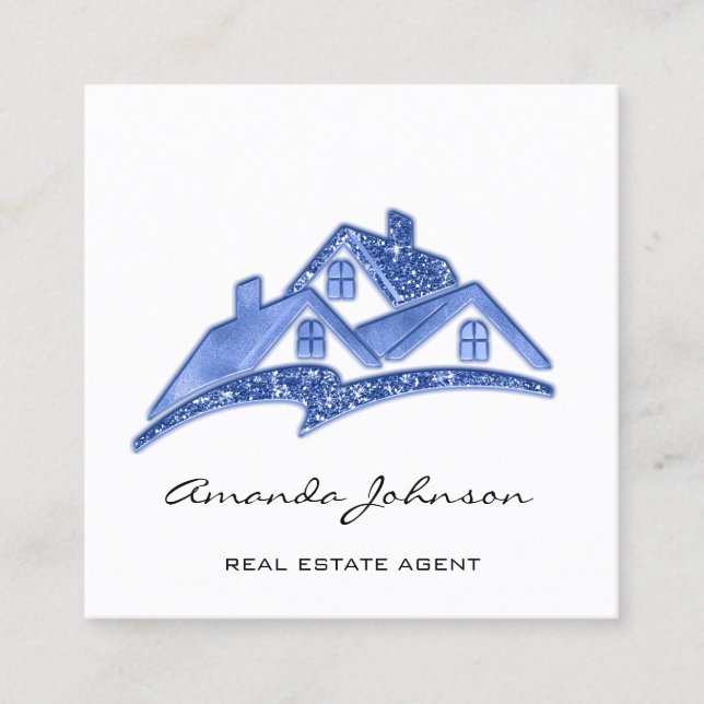 Benutzerdefiniertes Logo House Real Anwesen Agent  Quadratische Visitenkarte (Vorderseite)