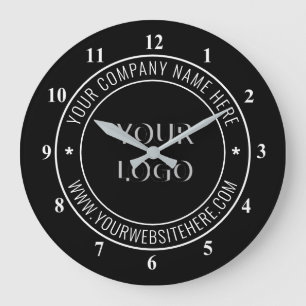 Benutzerdefiniertes Logo Ihr Geschäft Büro Stempel Große Wanduhr