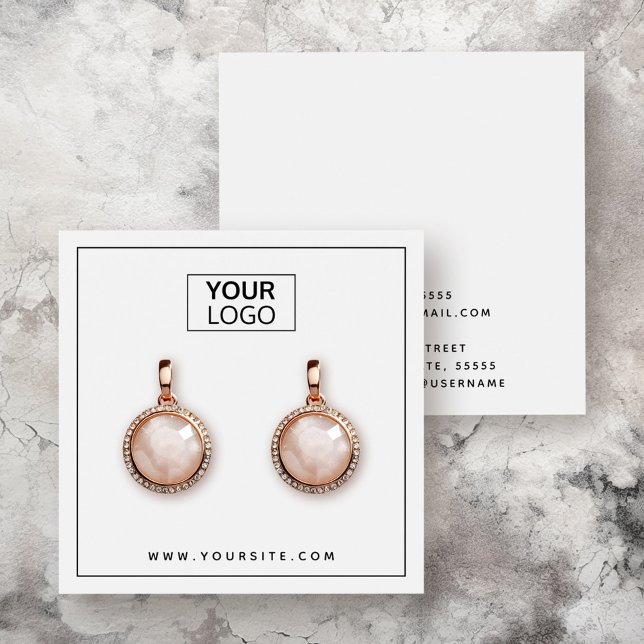 Benutzerdefiniertes Logo in schwarzer Ränder Ohrka (Custom logo thin black border earring display card)