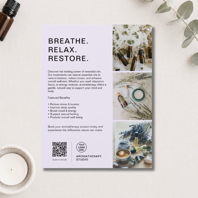 Benutzerdefiniertes Logo Lavendel-Aromatherapie-Sp Flyer (Custom Logo Lavender Aromatherapy Spa Business Flyer)