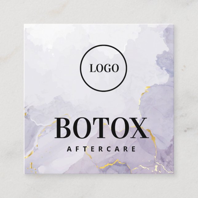 Benutzerdefiniertes Logo Lila Mauve Botox Aftercar Quadratische Visitenkarte (Vorderseite)
