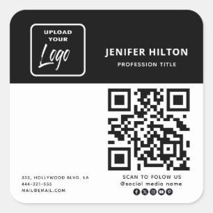 Benutzerdefiniertes Logo minimalistisch Social Med Quadratischer Aufkleber