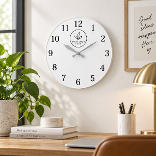 Benutzerdefiniertes Logo Minimalistischer Nummerie Große Wanduhr