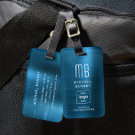 Benutzerdefiniertes Logo Mit Monogramm blaue Imita Gepäckanhänger<br><div class="desc">Benutzerdefiniertes Logo Mit Monogramm blaue Imitate Brushed Metal Gepäckmarke. Personalisieren Sie es mit Ihren Daten und Ihrem Firmenlogo.</div>