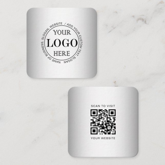 Benutzerdefiniertes Logo mit verschwommenem grauem Quadratische Visitenkarte (Vorne/Hinten)