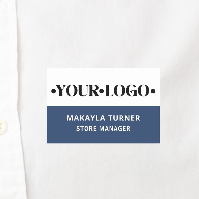 Benutzerdefiniertes Logo Mitarbeiter Blau Namensschild (Von Creator hochgeladen)