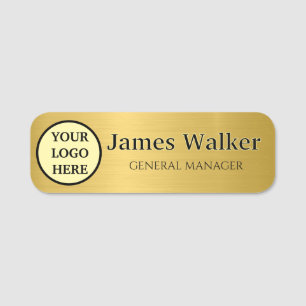 Benutzerdefiniertes Logo Mitarbeiter Gold und Schw Namensschild