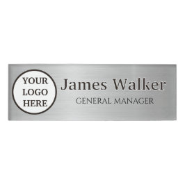 Benutzerdefiniertes Logo Mitarbeiter grau und schw Namenschild