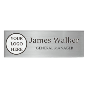 Benutzerdefiniertes Logo Mitarbeiter grau und schw Namenschild