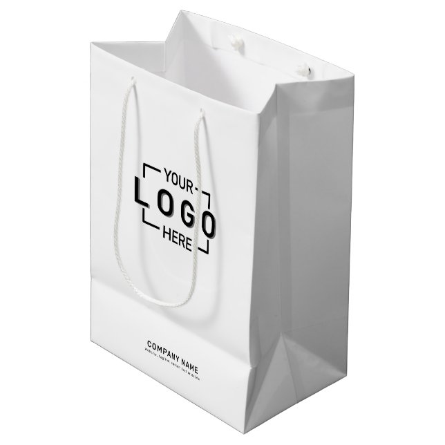 Benutzerdefiniertes Logo Mittlere Geschenktüte (Vorderseite Schrägansicht)