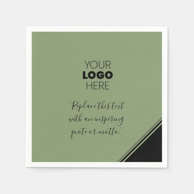 Benutzerdefiniertes Logo Modern Lines Black Green  Serviette (Vorderseite)