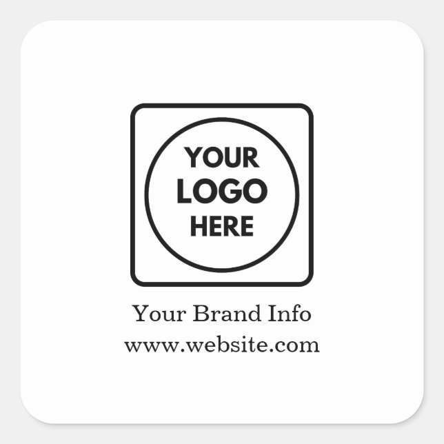 Benutzerdefiniertes Logo | Modernes Minimalistisch Quadratischer Aufkleber (Vorderseite)
