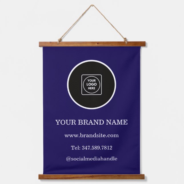 Benutzerdefiniertes Logo Modernes Unternehmens-Hän Wandteppich Mit Holzrahmen (Vorderseite)