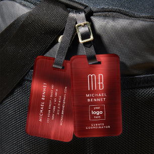 Benutzerdefiniertes Logo Monogramm rotes gebürstet Gepäckanhänger