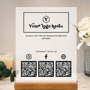 Benutzerdefiniertes Logo Multi-Social-Media-QR-Cod Acrylschild