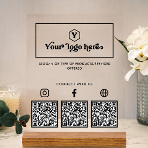 Benutzerdefiniertes Logo Multi-Social-Media-QR-Cod Acrylschild