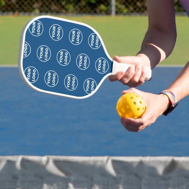 Benutzerdefiniertes Logo-Muster für blaue 2-seitig Pickleball Schläger (InSitu)