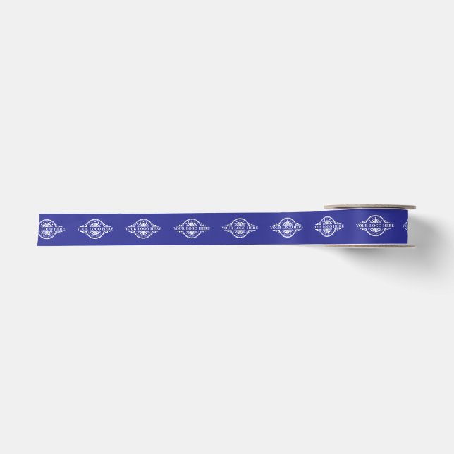 Benutzerdefiniertes Logo-Muster Werbe- 1,5" Blau Satinband (Vorderseite)