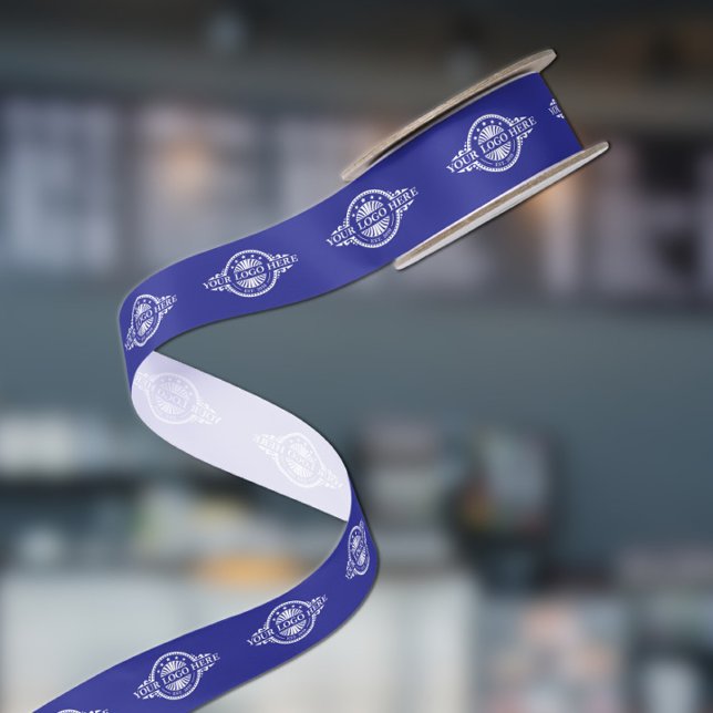 Benutzerdefiniertes Logo-Muster Werbe- 1,5" Blau Satinband (Von Creator hochgeladen)