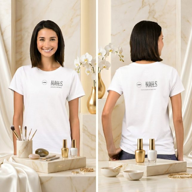Benutzerdefiniertes Logo Nail Tech Arbeitshemd Per T-Shirt (Von Creator hochgeladen)