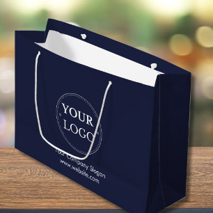Benutzerdefiniertes Logo Navy Blau Geschäft Gebran Große Geschenktüte