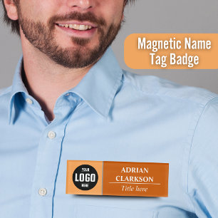 Benutzerdefiniertes Logo Orange weiße Magnetname A Namenschild