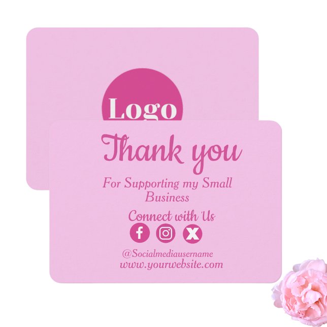 Benutzerdefiniertes Logo Pink Business Danke Karte (Von Creator hochgeladen)