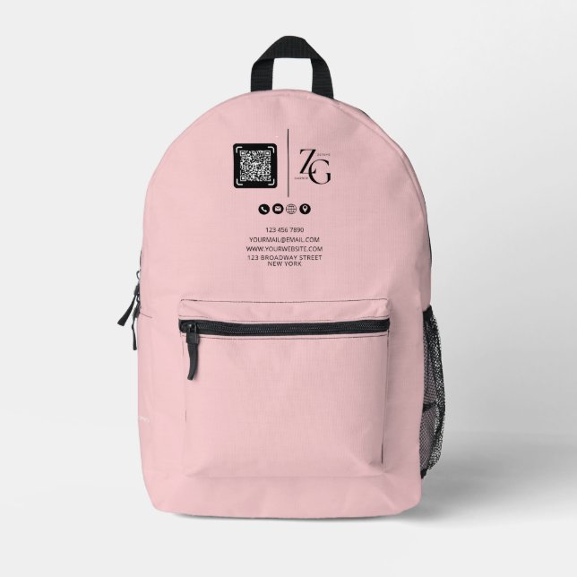 Benutzerdefiniertes Logo | QR Code Business Pink H Bedruckter Rucksack (Vorderseite)