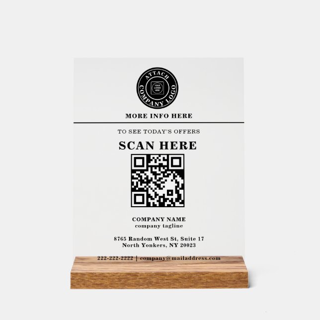 Benutzerdefiniertes Logo QR-Code Geschäft Promo An Acrylschild (Vorderseite)