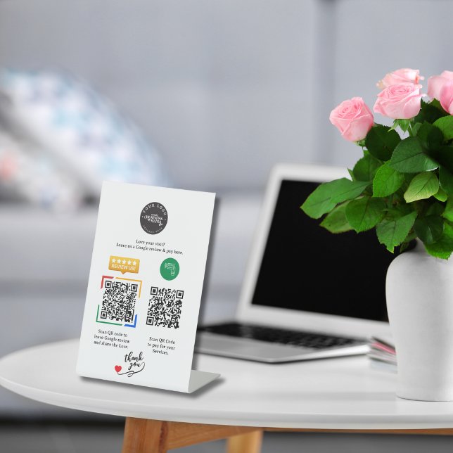 Benutzerdefiniertes Logo QR-Code Google-Bewertung  Sockelschild (Von Creator hochgeladen)