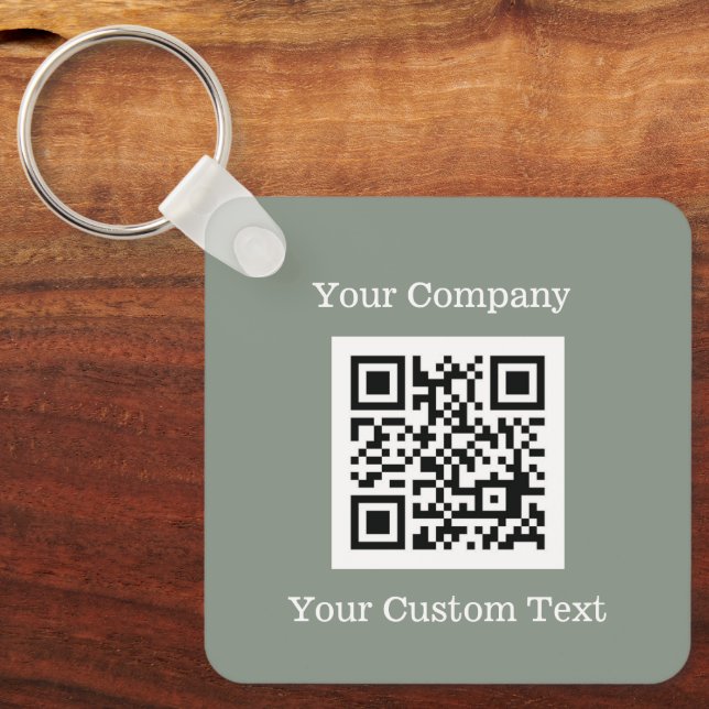 Benutzerdefiniertes Logo QR Code Text Sage Green C Schlüsselanhänger (Vorderseite)