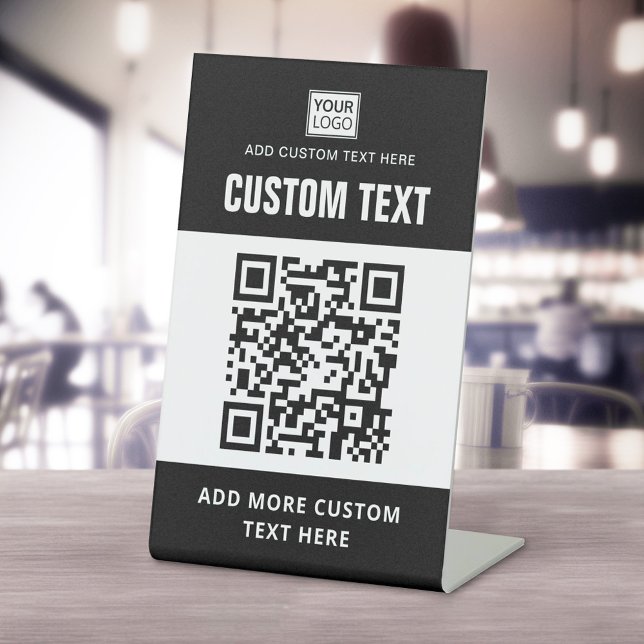 Benutzerdefiniertes Logo, QR-Code und Schwarzweiß- Sockelschild (Von Creator hochgeladen)