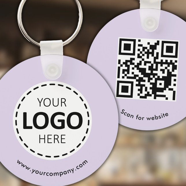 Benutzerdefiniertes Logo, QR-Code und Text, Lavend Schlüsselanhänger (Von Creator hochgeladen)