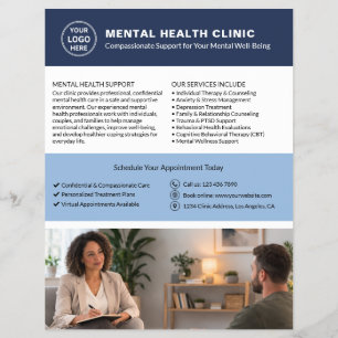 Benutzerdefiniertes Logo QR Mental Health Klinik Flyer