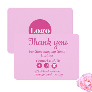 Benutzerdefiniertes Logo Rosa Geschäft Danke Karte