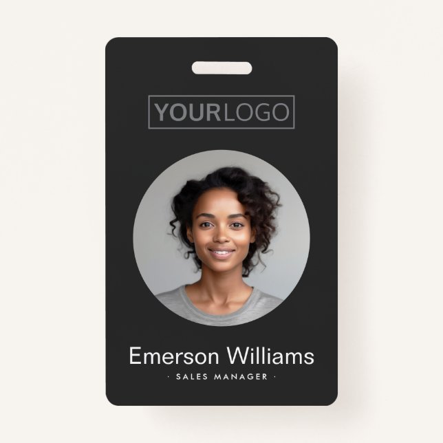 Benutzerdefiniertes Logo rund Foto dunkelgraue Mit Ausweis (Vorderseite)