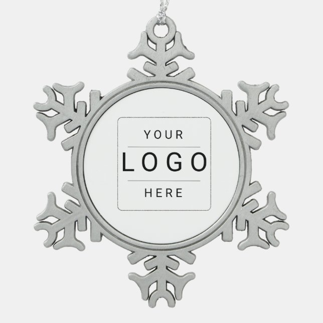 Benutzerdefiniertes Logo Schneeflocken Zinn-Ornament (Vorderseite)