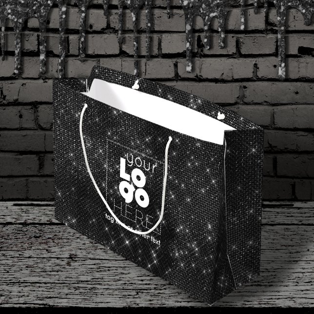 Benutzerdefiniertes Logo Schwarze Sparkle XL-Papie Große Geschenktüte (Von Creator hochgeladen)