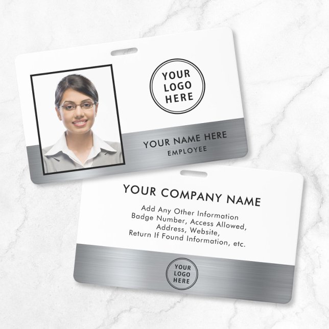 Benutzerdefiniertes Logo Silbernes Mitarbeiter-Fot Ausweis (Custom Logo Silver Employee Photo ID Badge)