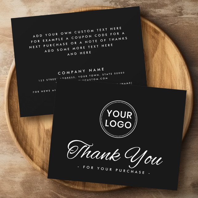Benutzerdefiniertes Logo Social Media Schwarz Dank Dankeskarte (Custom logo social media black thank you note card)