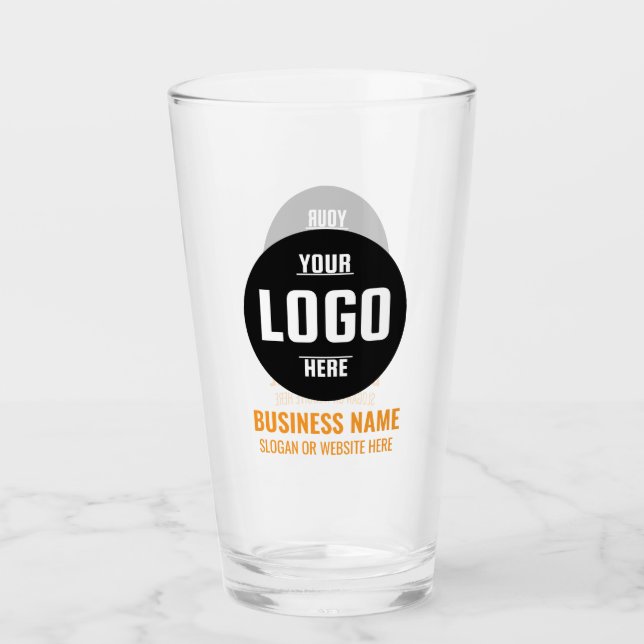 Benutzerdefiniertes Logo & Text 16oz Orange Person Glas (Vorderseite)