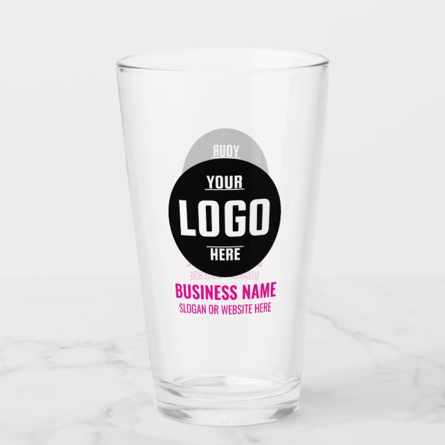 Benutzerdefiniertes Logo & Text 16oz Rosa personal Glas (Vorderseite)