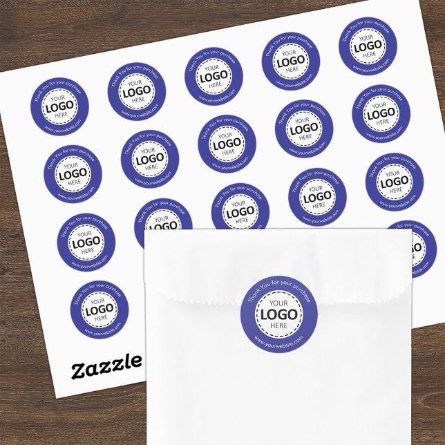 Benutzerdefiniertes Logo / Text Blue Round Sticksh Runder Aufkleber (Von Creator hochgeladen)