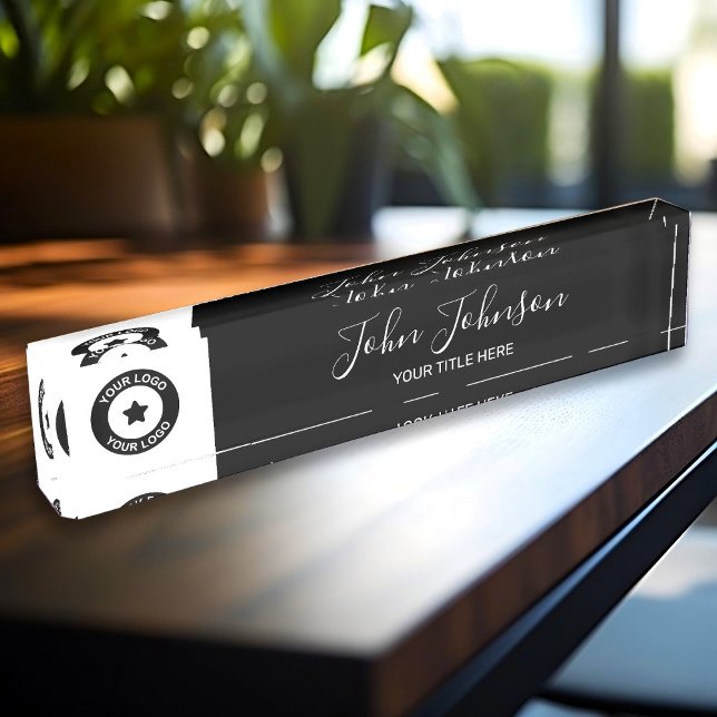Benutzerdefiniertes Logo und Name Elegant Namensplakette (Von Creator hochgeladen)