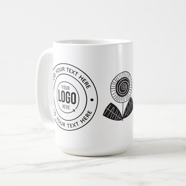 Benutzerdefiniertes Logo und Personalisierte Text- Kaffeetasse (Vorderseite Links)