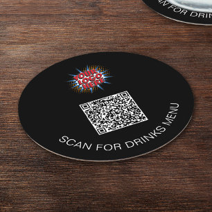 Benutzerdefiniertes Logo und QR-Code Black Paper D Runder Pappuntersetzer
