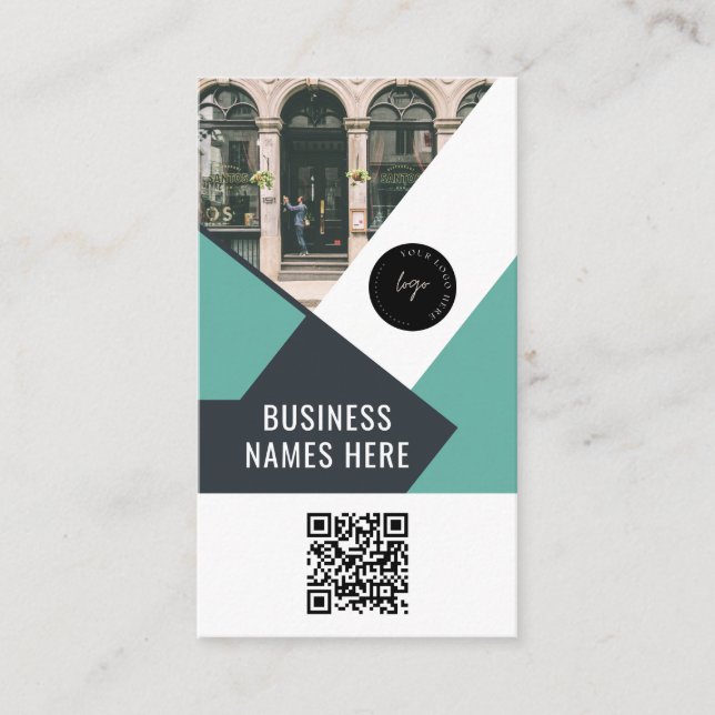 Benutzerdefiniertes Logo und QR-Code Modern Einfac Visitenkarte (Vorderseite)