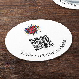 Benutzerdefiniertes Logo und QR-Code Papier Geträn Runder Pappuntersetzer