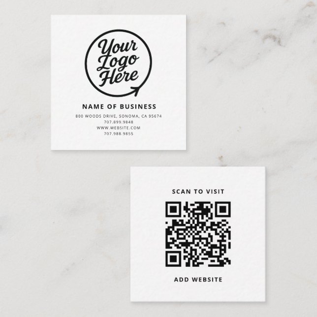 Benutzerdefiniertes Logo und QR-Code Quadratische Visitenkarte (Vorne/Hinten)