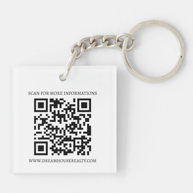 Benutzerdefiniertes Logo und QR-Code Real-Anwesen Schlüsselanhänger (Rückseite)